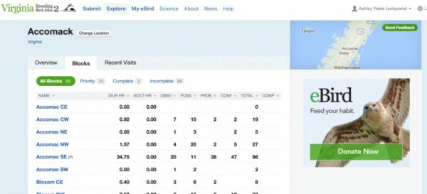 阿可麦克县封锁名单 – VABBA 2 eBird 门户