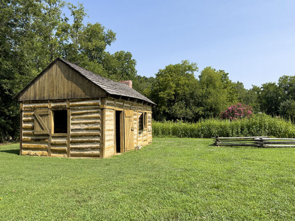 重建的奴隶工人宿舍旁边的野花园在夏季充满了传粉昆虫。照片来源：Lisa Mease