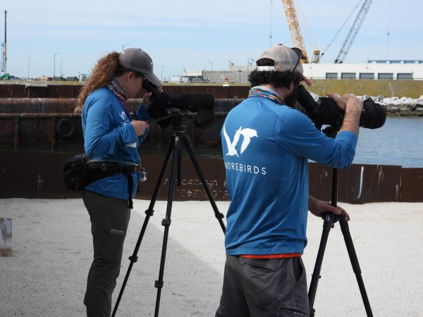 Kelsi Hunt（左）和 Dan Catlin 博士（右）在 HRBT 站点进行重新调查。