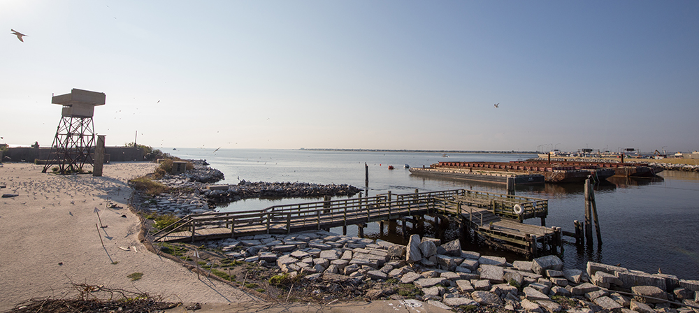 新装修的伍尔堡的一部分，包括一些放置在附近以提供额外筑巢栖息地的驳船。